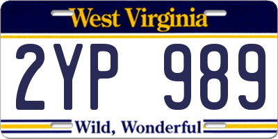 WV license plate 2YP989