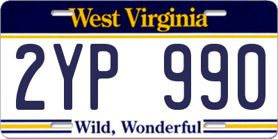 WV license plate 2YP990