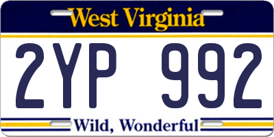 WV license plate 2YP992
