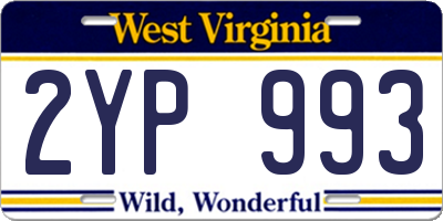 WV license plate 2YP993