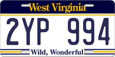 WV license plate 2YP994