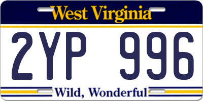 WV license plate 2YP996