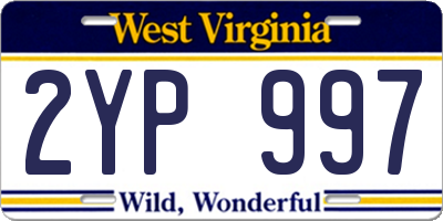 WV license plate 2YP997