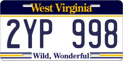 WV license plate 2YP998