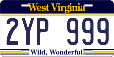 WV license plate 2YP999