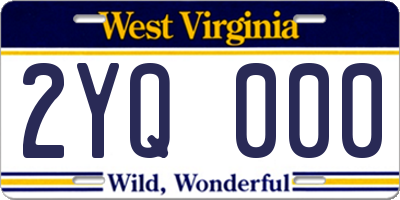 WV license plate 2YQ000