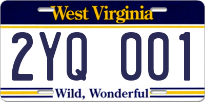 WV license plate 2YQ001