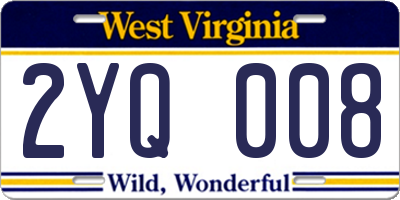 WV license plate 2YQ008