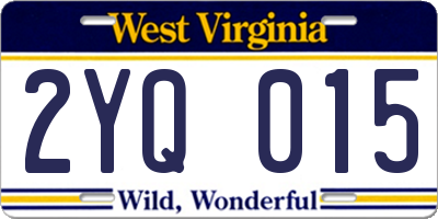 WV license plate 2YQ015