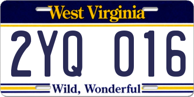 WV license plate 2YQ016