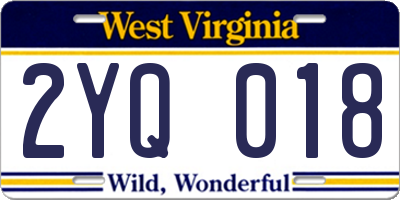 WV license plate 2YQ018