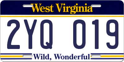 WV license plate 2YQ019