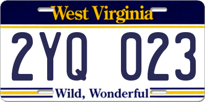 WV license plate 2YQ023