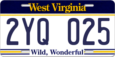 WV license plate 2YQ025