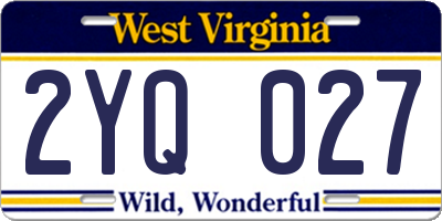 WV license plate 2YQ027