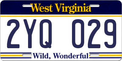 WV license plate 2YQ029