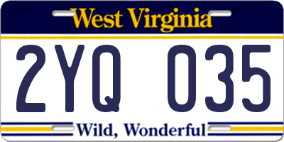 WV license plate 2YQ035
