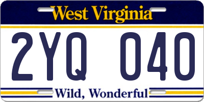 WV license plate 2YQ040