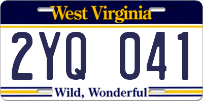 WV license plate 2YQ041