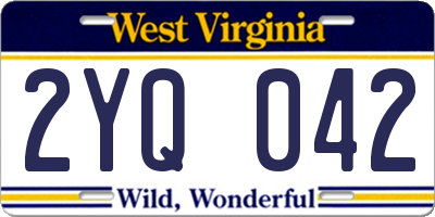 WV license plate 2YQ042