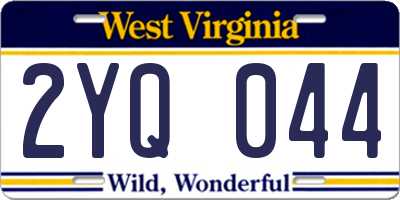 WV license plate 2YQ044