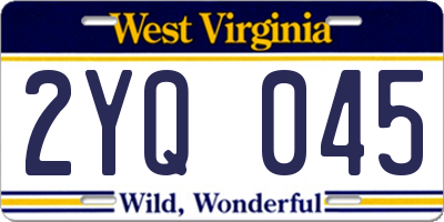 WV license plate 2YQ045