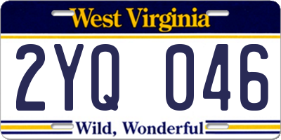WV license plate 2YQ046
