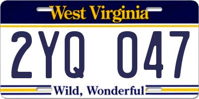 WV license plate 2YQ047