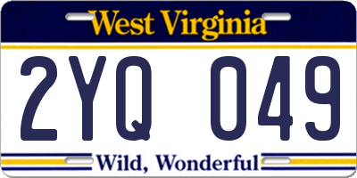 WV license plate 2YQ049