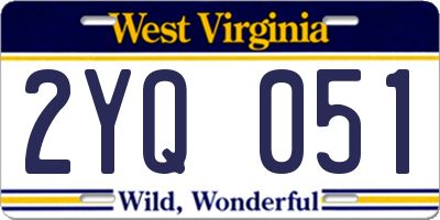 WV license plate 2YQ051