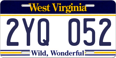 WV license plate 2YQ052