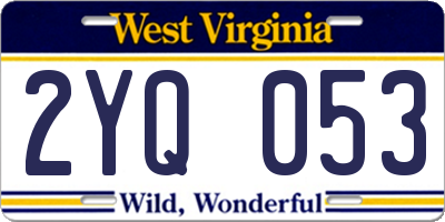 WV license plate 2YQ053