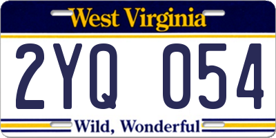 WV license plate 2YQ054