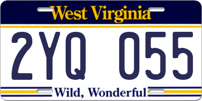 WV license plate 2YQ055