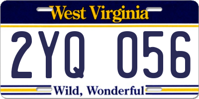 WV license plate 2YQ056