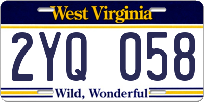 WV license plate 2YQ058
