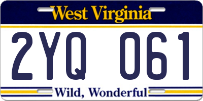 WV license plate 2YQ061