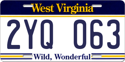 WV license plate 2YQ063