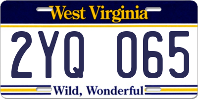 WV license plate 2YQ065