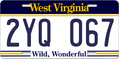 WV license plate 2YQ067