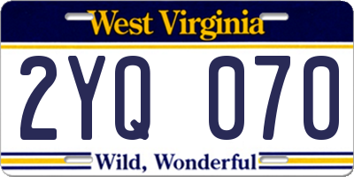 WV license plate 2YQ070