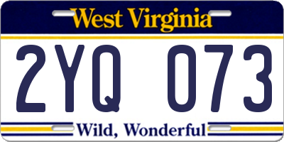 WV license plate 2YQ073