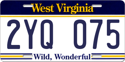 WV license plate 2YQ075