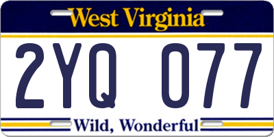 WV license plate 2YQ077