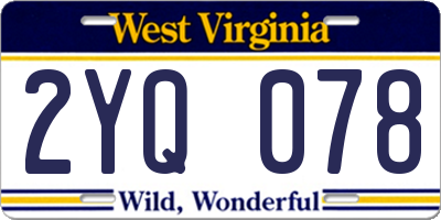 WV license plate 2YQ078