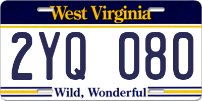 WV license plate 2YQ080