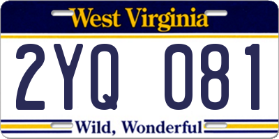 WV license plate 2YQ081