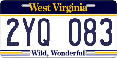 WV license plate 2YQ083