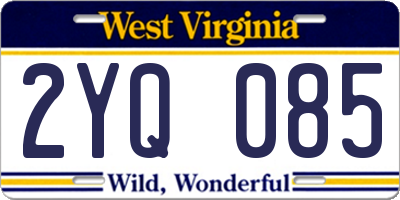 WV license plate 2YQ085