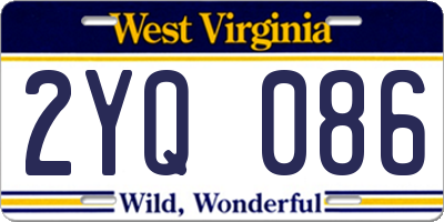 WV license plate 2YQ086